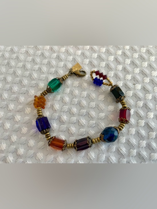 Desert Heart Jewelry - DESERT HEART Artisan Vintage Bohemian Rainbow Crystal Bead Bracelet USA #776